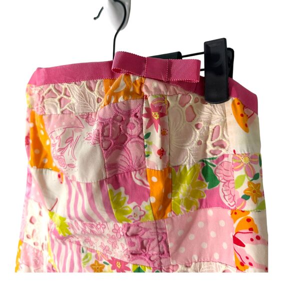 Lilly Pulitzer Vintage White Label Patchwork Pink Lace Strapless Sheath Dress 8 - Picture 2 of 5